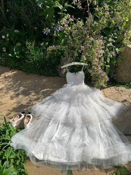 Pretty Prom Dress Spaghetti Straps Tulle Pleated Prom Dress Evening Dress Birthday Party Dress D2705