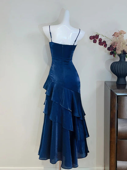 Charming Prom Dress Spaghetti Straps Pleated Evening Dress Gala Dress  D2726