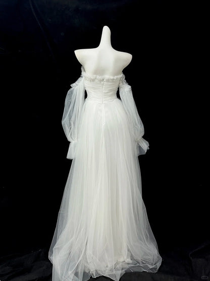 Pretty Prom Dress A Line Sweetheart Tulle Pleated Evening Dress Gala Dress  D2752