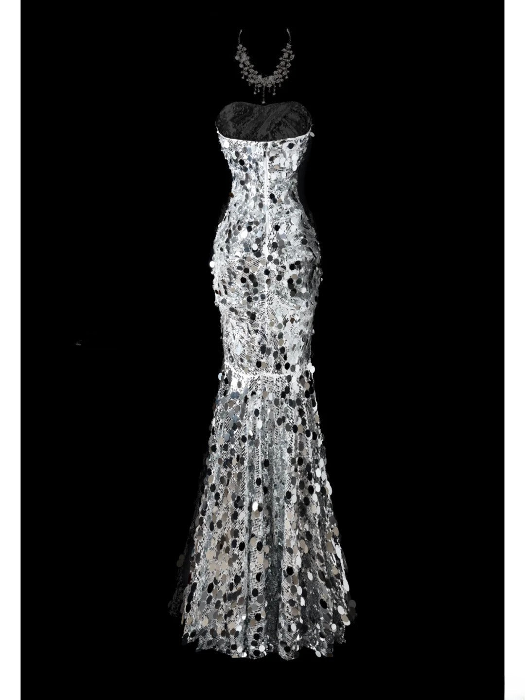 Shiny Prom Dress Strapless Sequins Mermaid Prom Gown Evening Dress Gala Dress    D2775