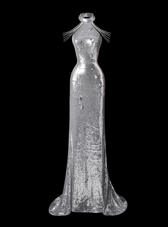 Shiny Prom Dress Halter Floor Length Gala Dress Evening Dress Prom Gown    D2783