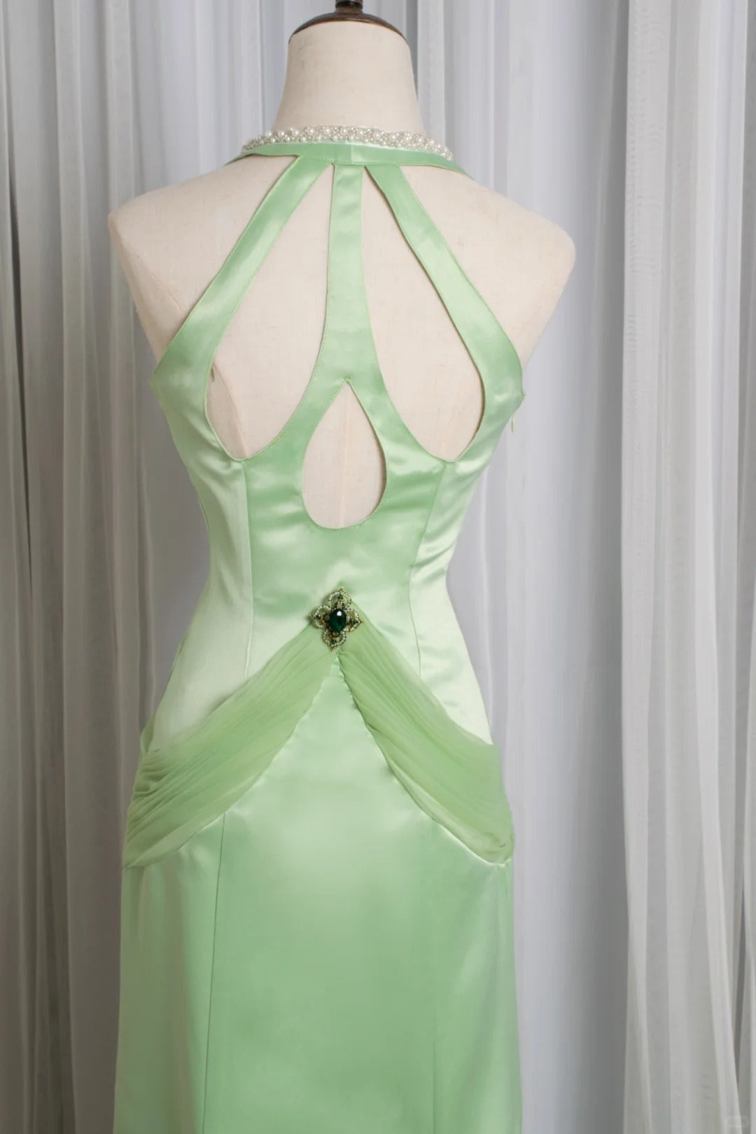 Elegant Prom Dress V-neck Pearl Mermaid Birthday Party Dress Evening Dress Gala Dress     D2804