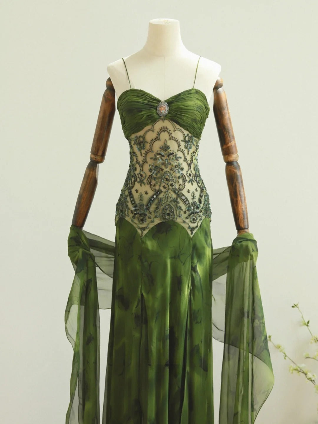 Gorgeous Prom Dress Spaghetti Straps Pleated Beading Evening Dress Gala Dress   D2817