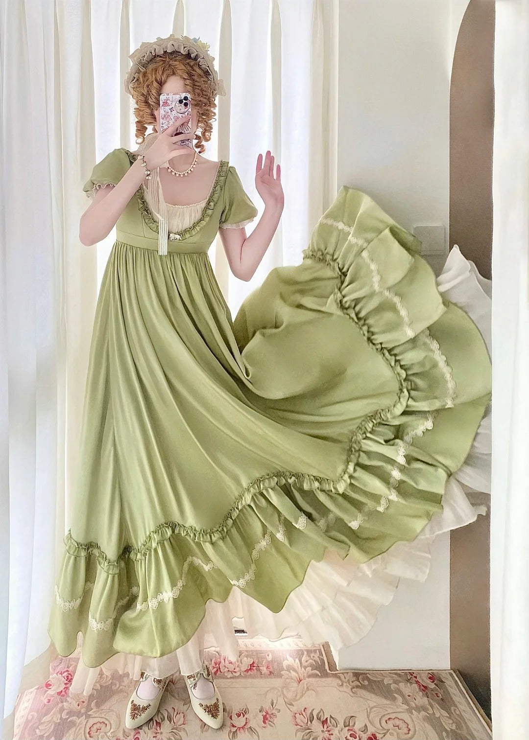 Cute Prom Dress A Line Crew Neck Pleated Ruffle Evening Dress Birthday Party Dress   D2863