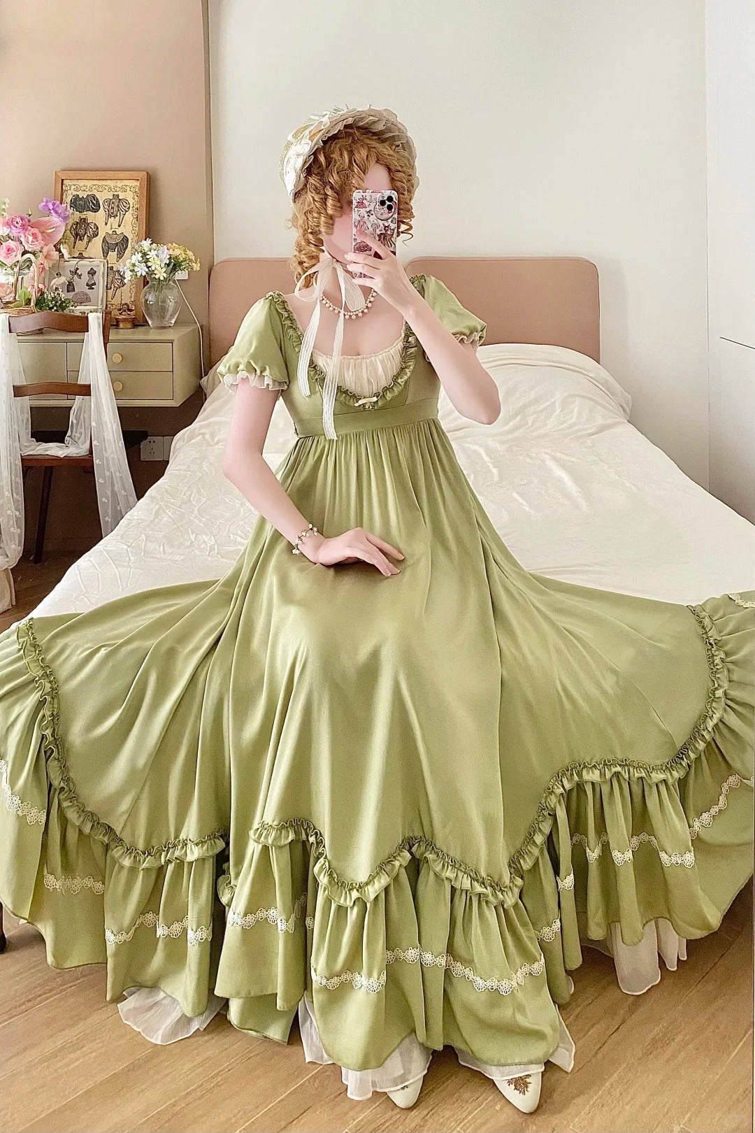 Cute Prom Dress A Line Crew Neck Pleated Ruffle Evening Dress Birthday Party Dress   D2863