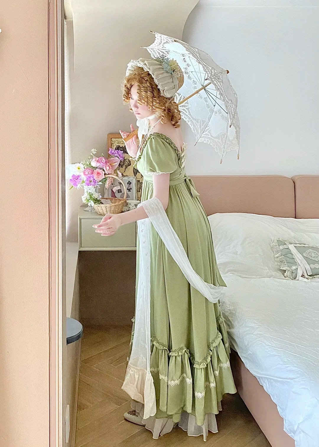 Cute Prom Dress A Line Crew Neck Pleated Ruffle Evening Dress Birthday Party Dress   D2863