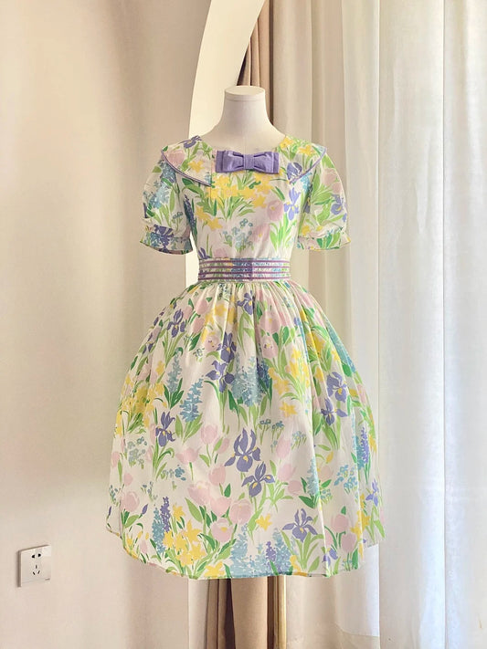 Cute Summer Dress Crew Neck Print Women Dress Birthday Party Dress    D2864