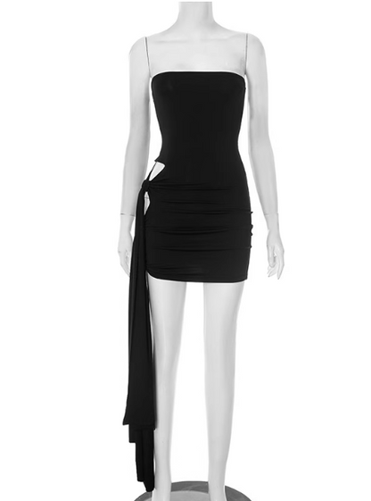 Sexy Summer Dress Black Strapless Women Dress Vacation Dress Party Dress Short Skirt    D2872