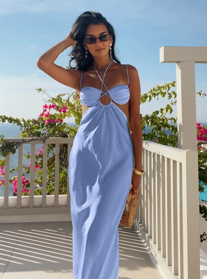 Sexy Summer Dress Spaghetti Straps Backless Women Dress Vacation Outfits Party Dresses    D2888
