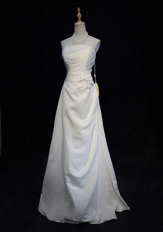 Charming A Line Strapless Pleated Wedding Dress    D2890