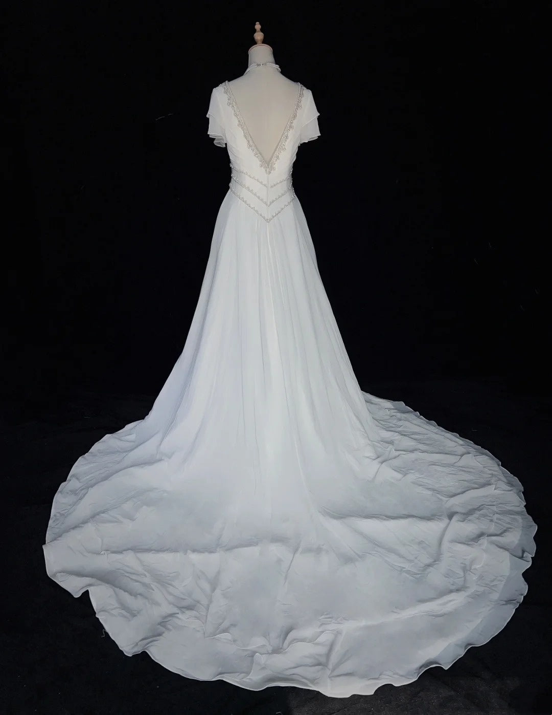 Elegant A Line V-neck Pleated Beading Wedding Dress  D2897