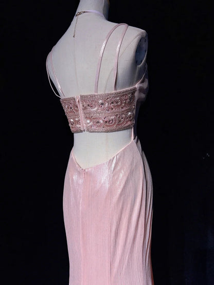 Shiny Prom Dress Spaghetti Straps Beading Mermaid Gala Dress Evening Dress Birthday Dress    D2903
