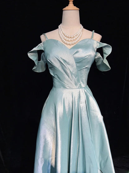 Pretty Prom Dresses Spaghetti Straps Pleated Slit Evening Dress Gala Dress Birthday Dress   D2921