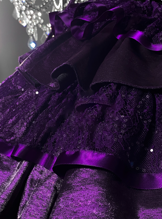 Stunning Homecoming Dress Dark Purple Spaghetti Straps Flower Tiered Short Prom Dress Birthday Party Dress    D2923