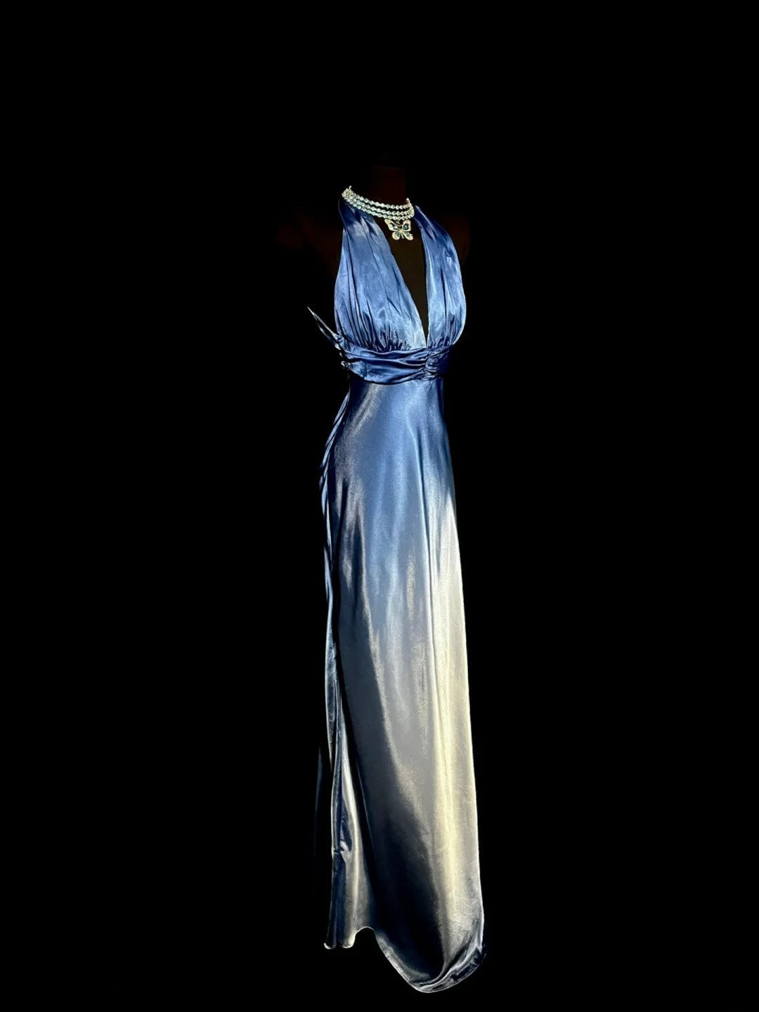 Elegant Prom Dress Gradient V-neck Pleated Gala Dress Evening Dress Party Dress    D2952