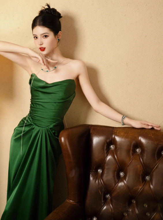 Charming Prom Dress Strapless Pleated Evening Dress Gala Dress Party Dress     D2970