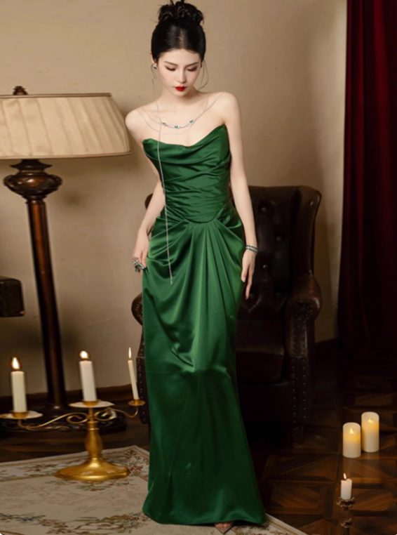 Charming Prom Dress Strapless Pleated Evening Dress Gala Dress Party Dress     D2970