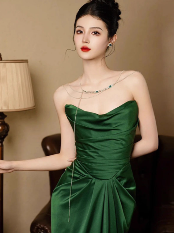 Charming Prom Dress Strapless Pleated Evening Dress Gala Dress Party Dress     D2970