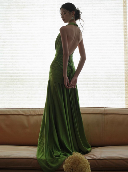 Charming Prom Dress Halter Pleated Evening Dress Gala Dress Party Dress     D2971