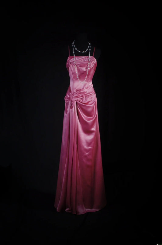 Pretty Prom Dress A Line Spaghetti Straps Pleated Evening Dresses Gala Dress D3038