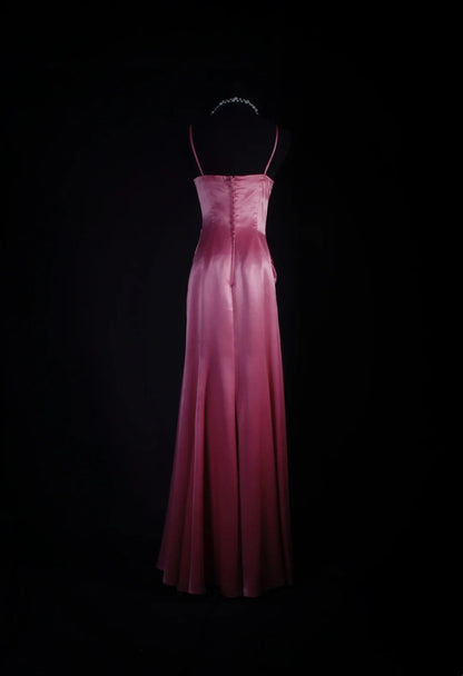 Pretty Prom Dress A Line Spaghetti Straps Pleated Evening Dresses Gala Dress D3038