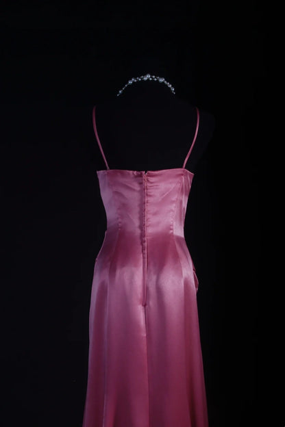 Pretty Prom Dress A Line Spaghetti Straps Pleated Evening Dresses Gala Dress D3038