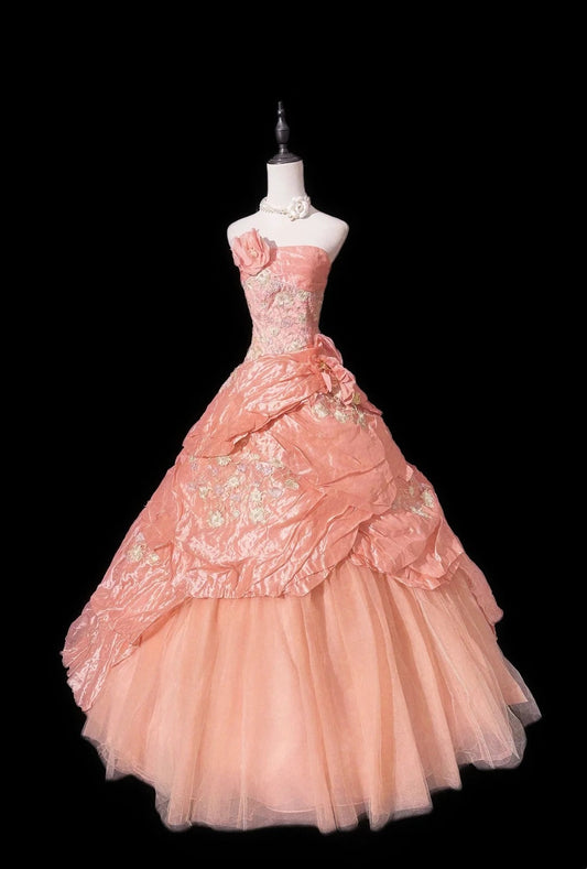 Sweet Prom Dress Strapless Pleated Evening Dress Quinceanera Dress Ball Gown    D3070