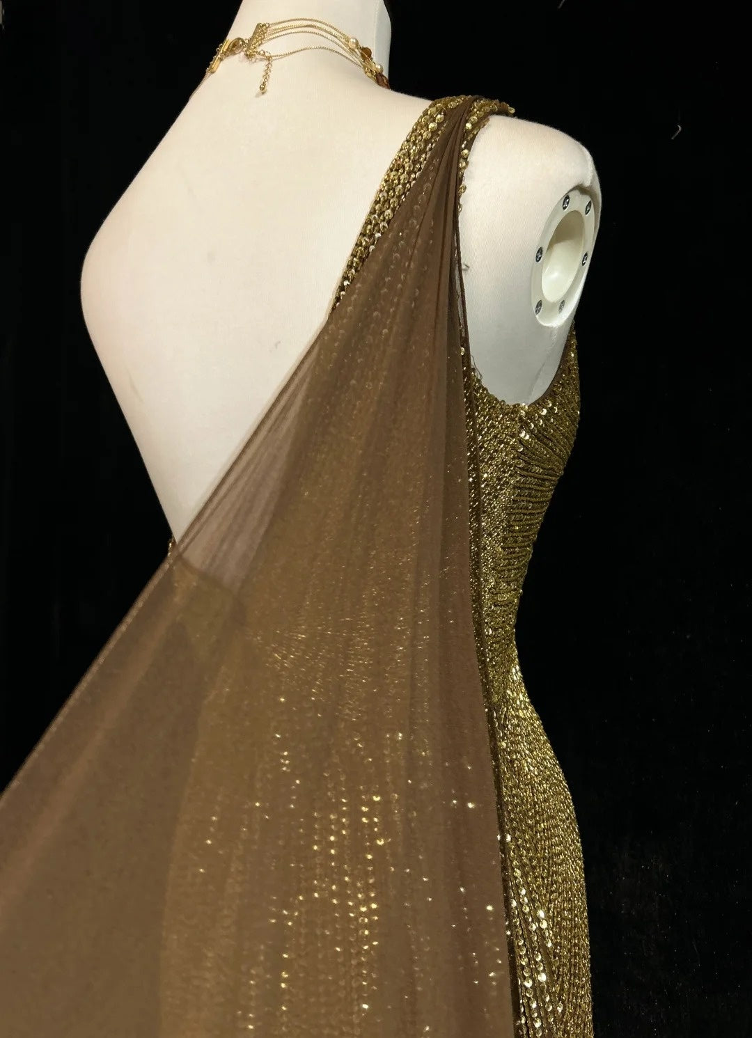 Shiny Prom Dress Gold One Shoulder Gala Dress Evening Dress    D3093