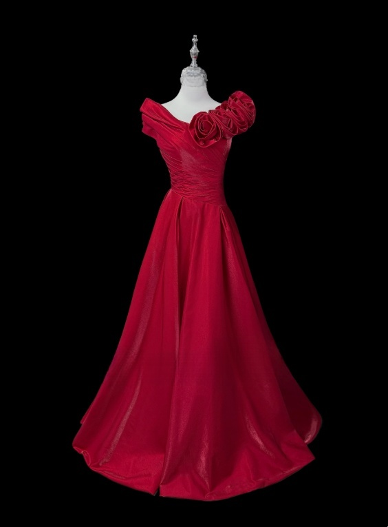 Pretty Prom Dress A Line V-neck Pleated Evening Dress Gala Dress   D3147