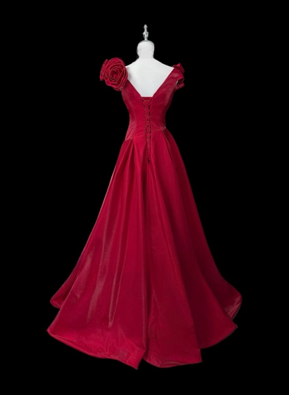 Pretty Prom Dress A Line V-neck Pleated Evening Dress Gala Dress   D3147