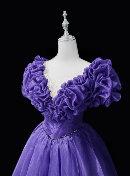 Pretty Prom Dress V-neck Pleated Evening Dress Ball Gown      D3154