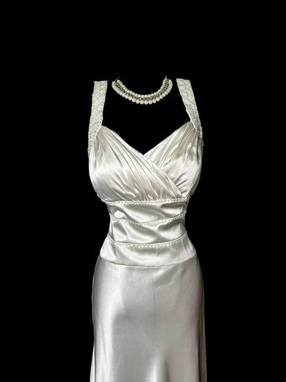 Pretty Prom Dress Straps Pleated Long Prom Dress Evening Dress Gala Dress D3168