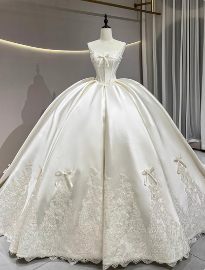 Romantic Wedding Dress Strapless Pleated Wedding Dress  D3188