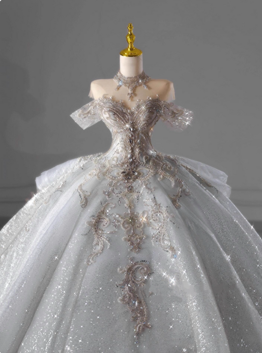 Gorgeous Wedding Dress Off Shoulder Pleated Wedding Dress  D3196