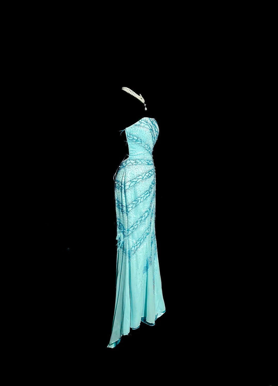 Shiny Prom Dress Strapless Pleated Beading Long Prom Dress Evening Dress Birthday Party Dress   D3207