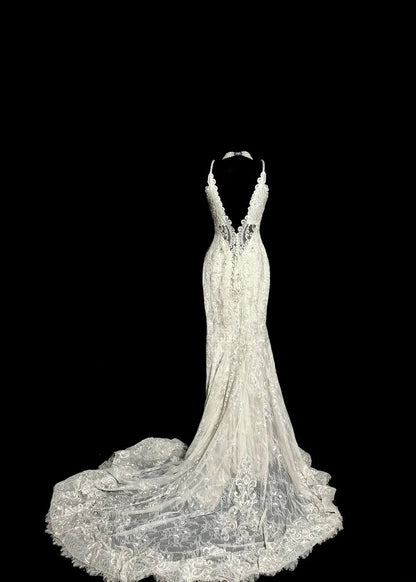 Charming Wedding Dress Spaghetti Straps Backless Mermaid Wedding Dress  D3211