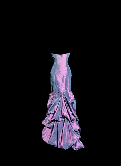 Pretty Prom Dress Strapless Pleated Mermaid Birthday Party Dress Gala Dress Cocktail Dress   D3216