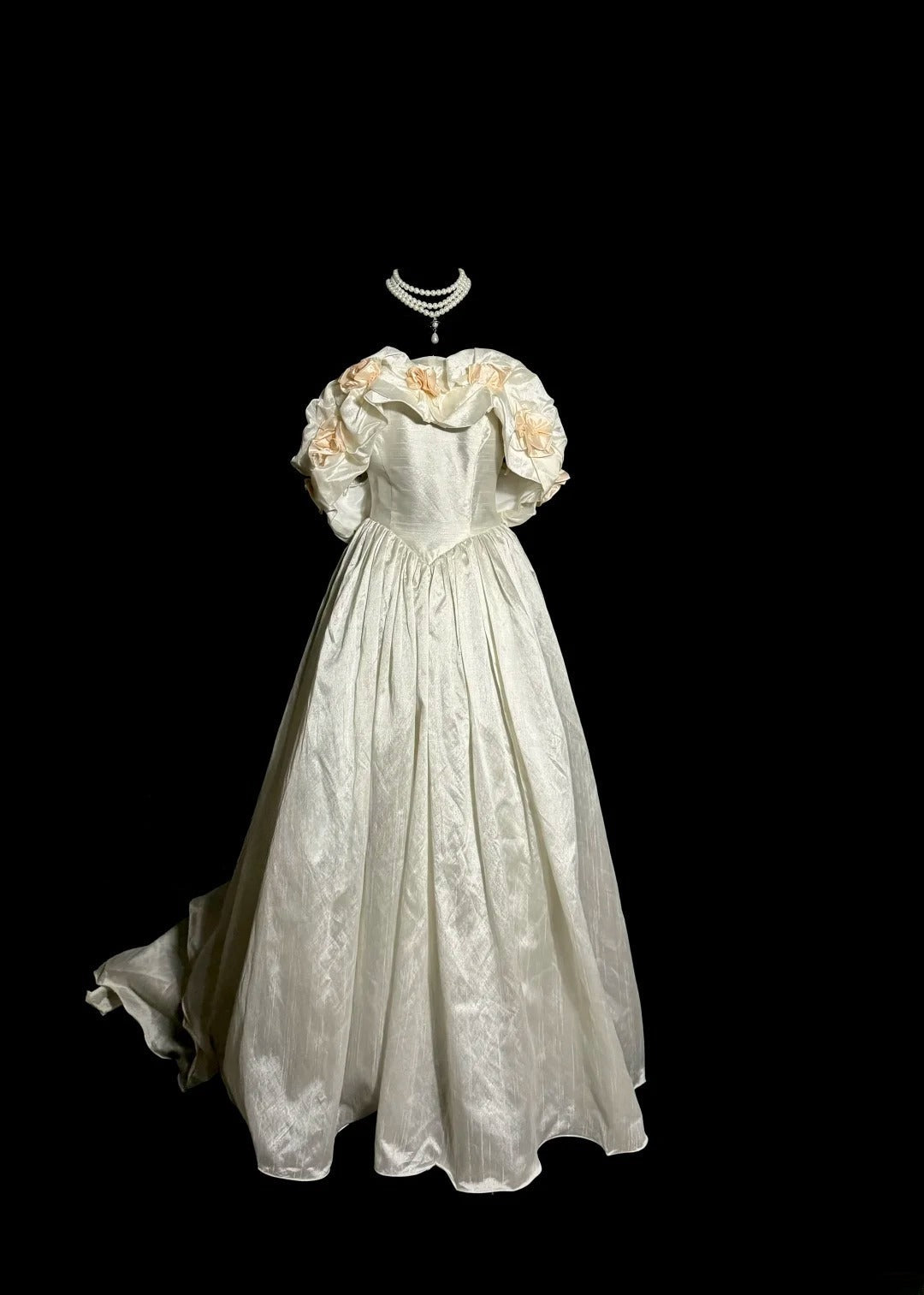 Charming Wedding Dress A Line Off Shoulder Flower Pleated Wedding Dress  D3223