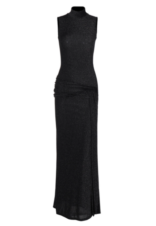Sexy Women Dress Black High Collar Casual Dress Daily Work Outfits   D3237