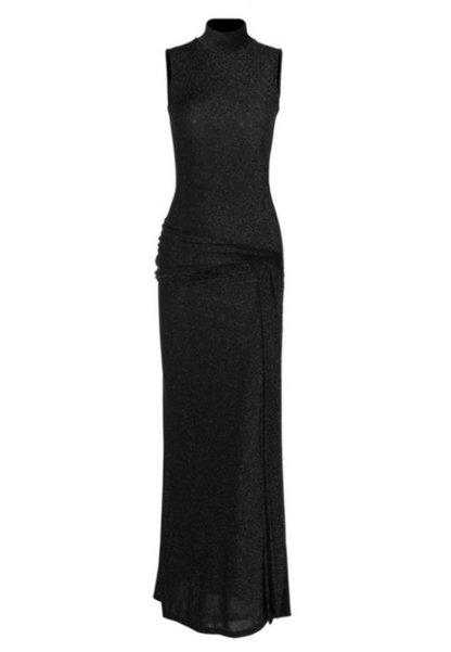 Sexy Women Dress Black High Collar Casual Dress Daily Work Outfits   D3237