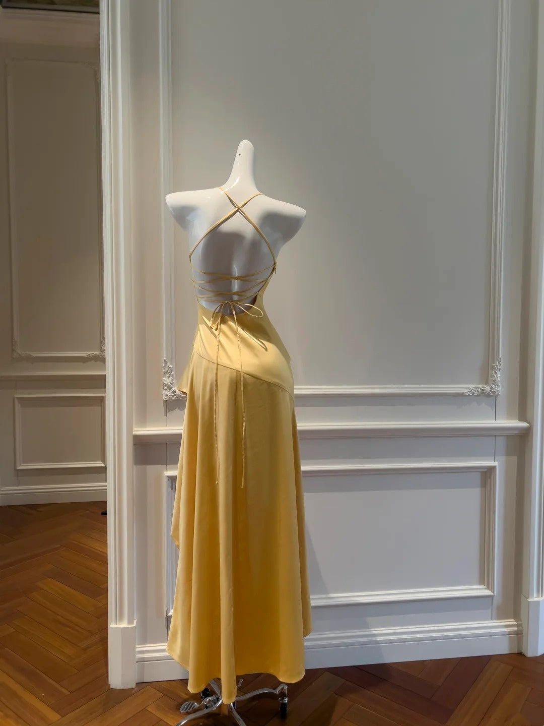 Popular Prom Dress Halter Pleated Asymmetrical Hem Birthday Party Outfits Cocktail Dress  D3280