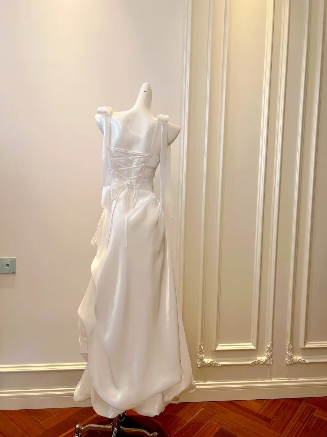 Elegant Prom Dress White A Line Square Neck Pleated Birthday Party Outfits Long Evening Dress  D3282