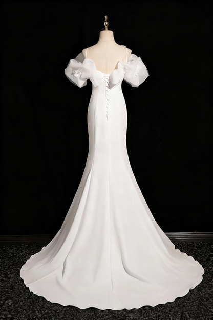 Charming Wedding Dress Off Shoulder Ruffle Pleated Mermaid Wedding Dress D3292