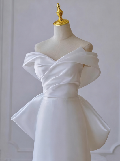 Pretty Wedding Dress A Line Off Shoulder Pleated Wedding Dress D3297