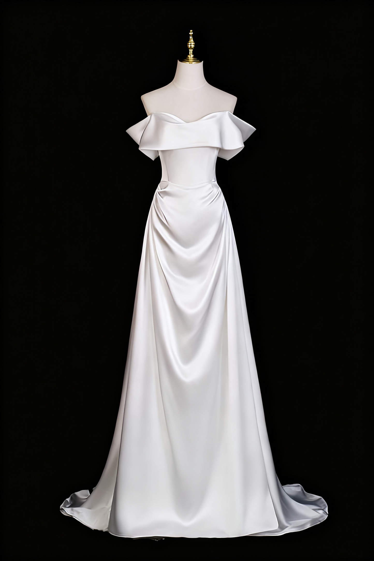Elegant Wedding Dress A Line Off Shoulder Pleated Wedding Dress D3299