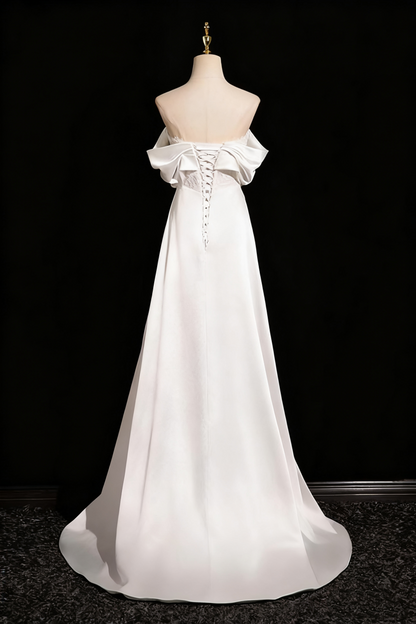 Charming Wedding Dress A Line Off Shoulder Pleated Wedding Dress D3303