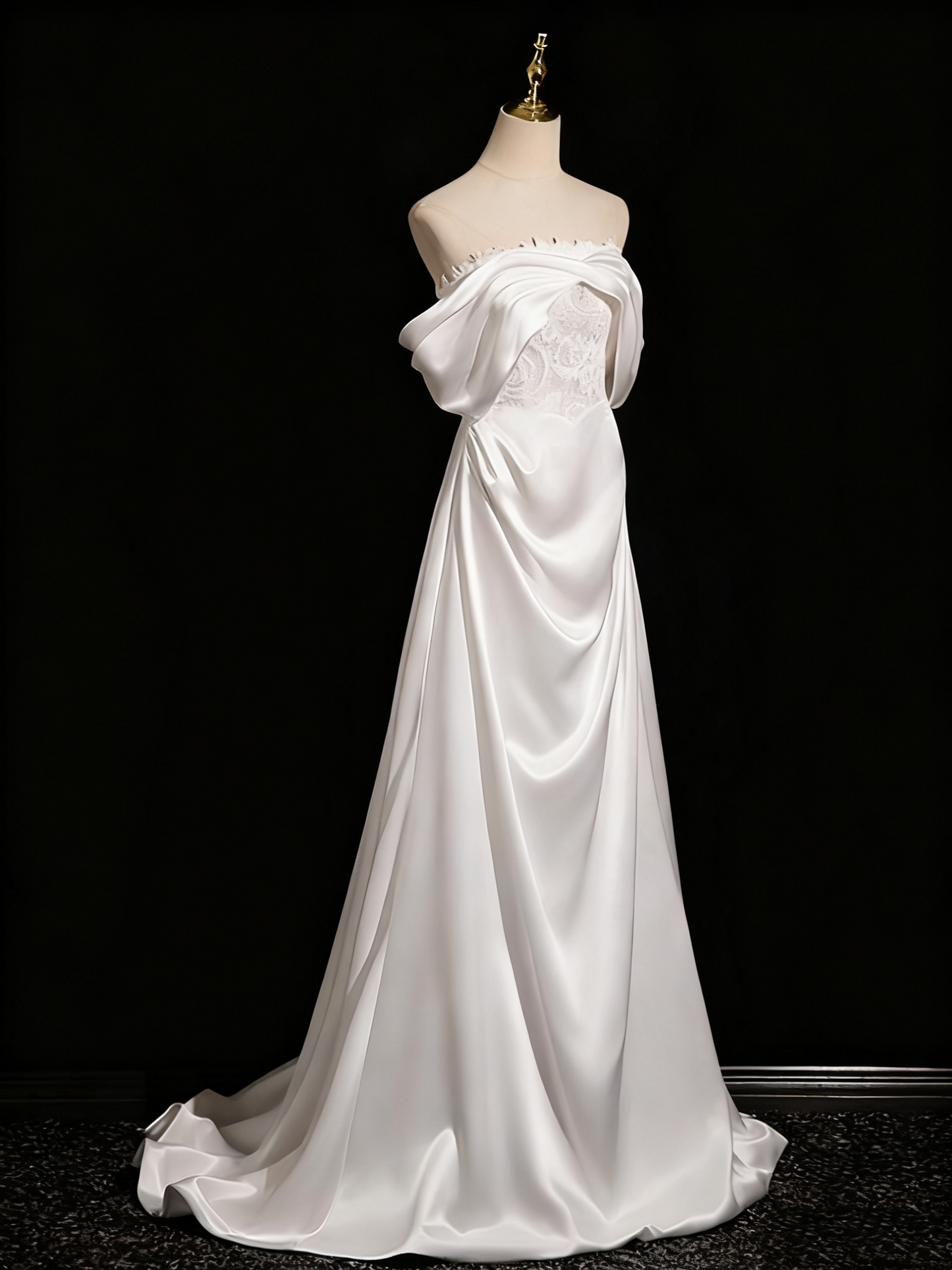 Charming Wedding Dress A Line Off Shoulder Pleated Wedding Dress D3303