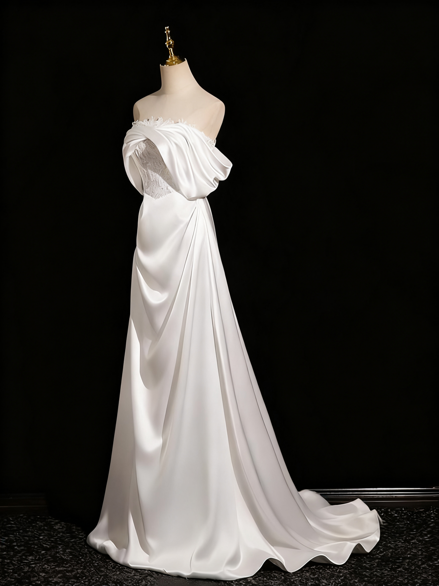 Charming Wedding Dress A Line Off Shoulder Pleated Wedding Dress D3303