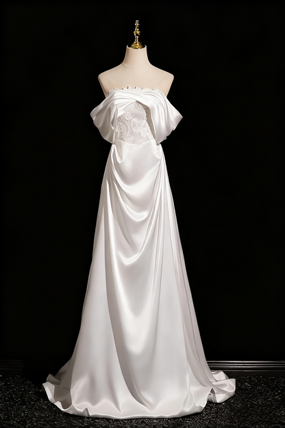 Charming Wedding Dress A Line Off Shoulder Pleated Wedding Dress D3303