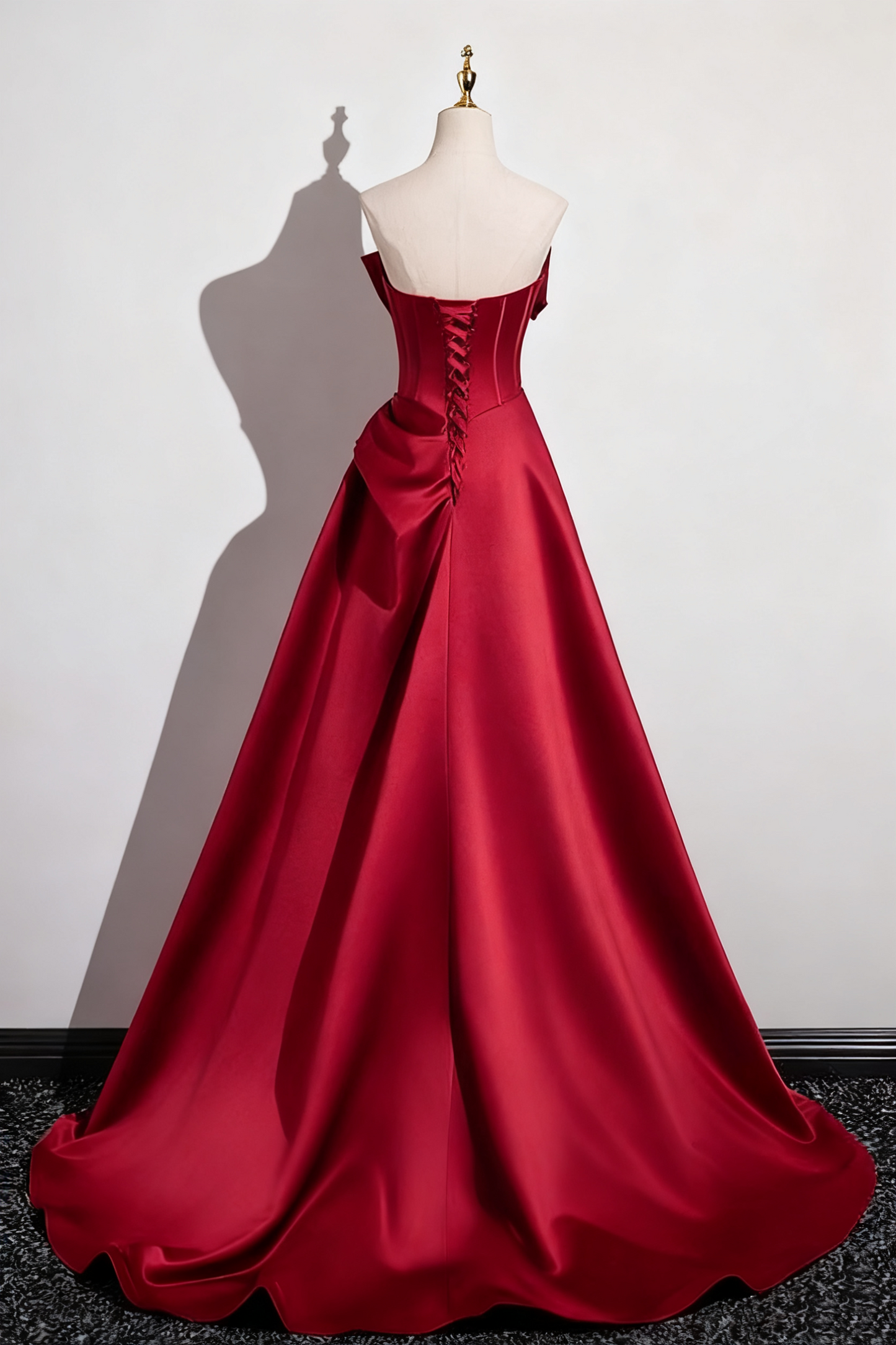 Pretty Prom Dress Wine Red A Line Strapless Pleated Prom Dress Evening Gown Gala Dress   D3308